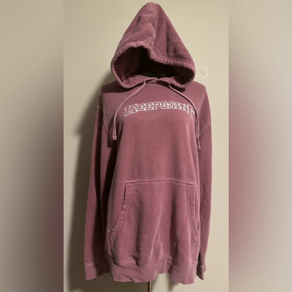 EUC Independent Trading Company Pink and White Keep Going Hoodie size medium